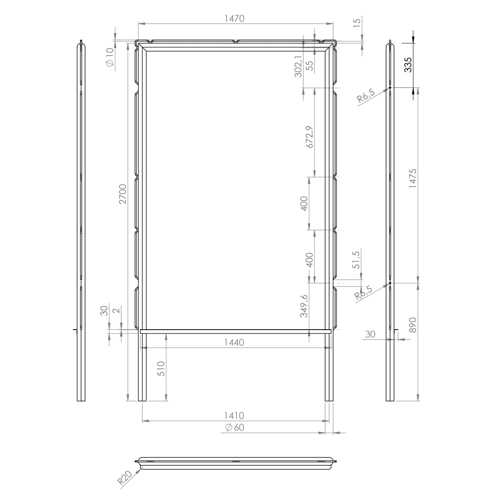 Porte de court de Tennis 2m x 1m galvanisée – Image 6